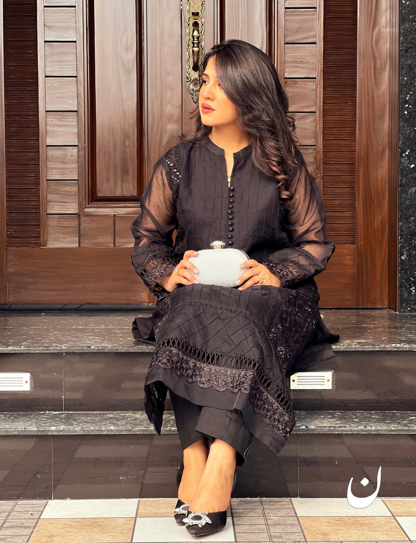 Luxury Black Embroidered Lace 3-Piece Suit